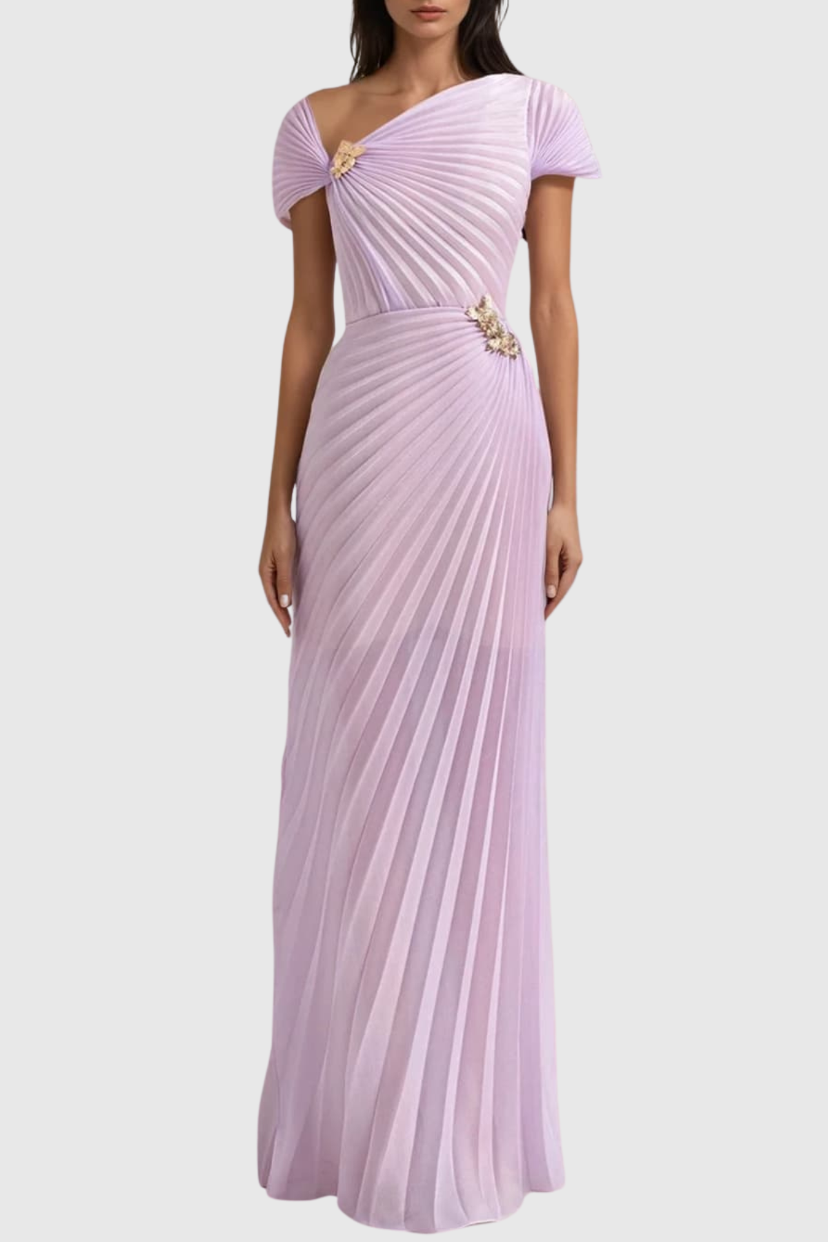 Airate Asymmetric Pleated Maxi Dress – SeenSense