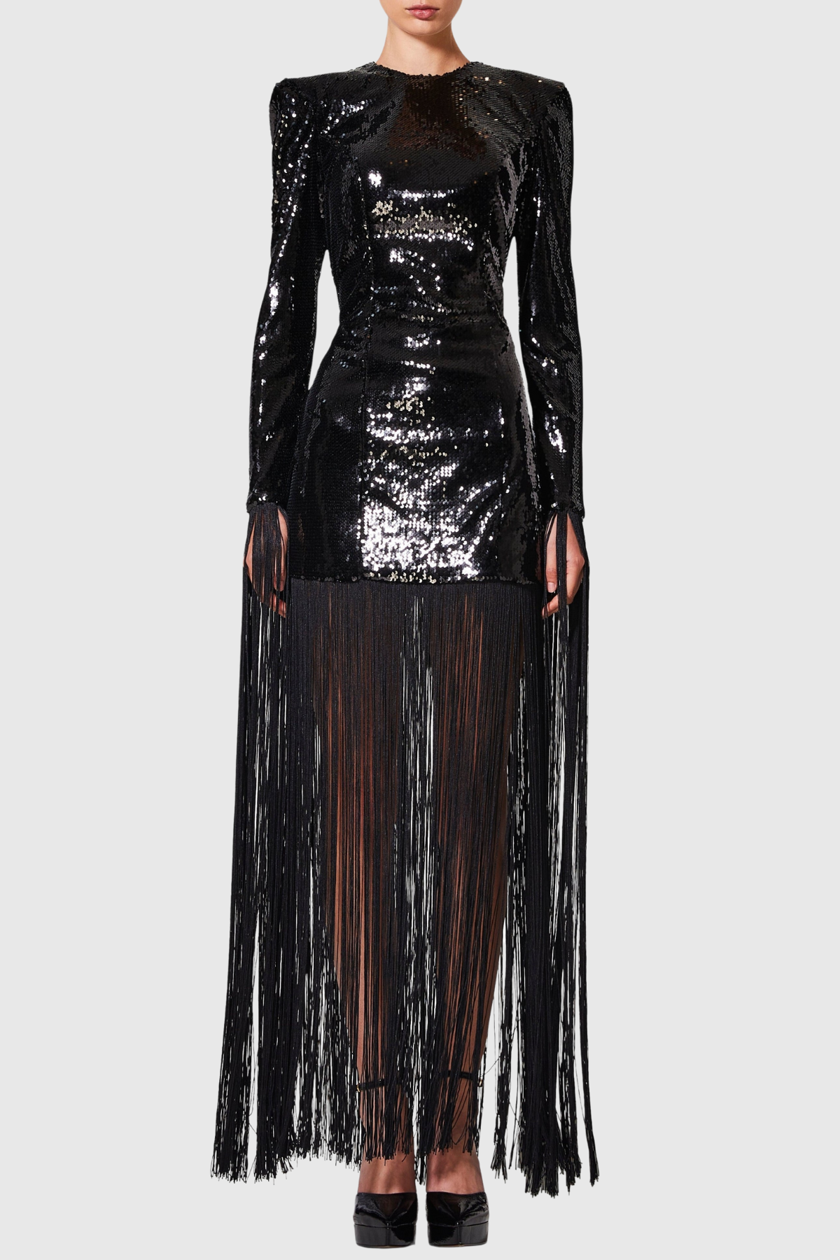 Kenzie Sequin Fringe Maxi Dress – SeenSense