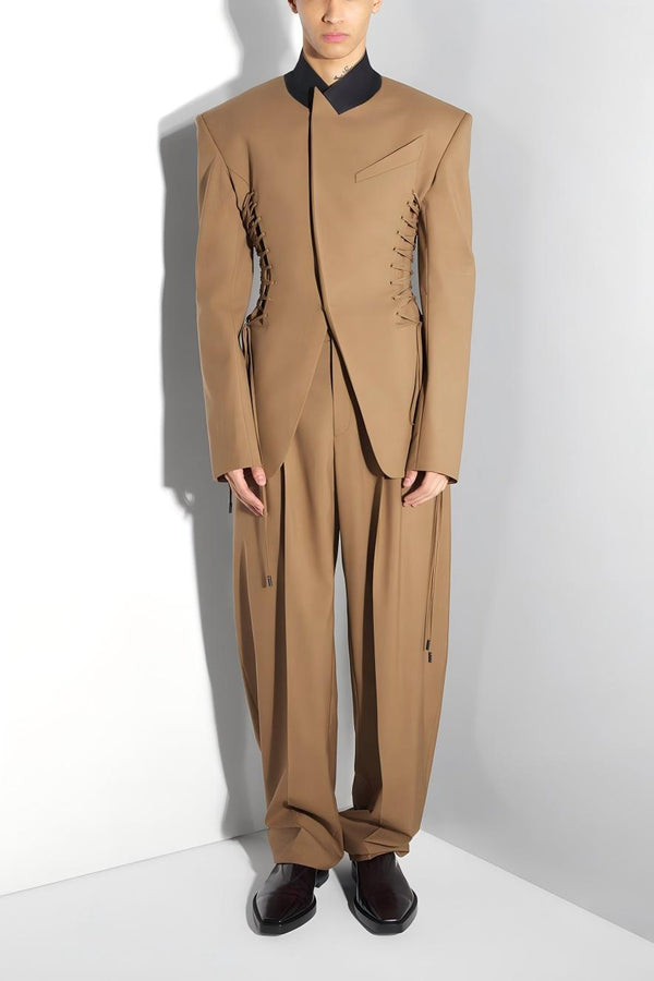 Juliea silhouette laced up tailored jacket-beige