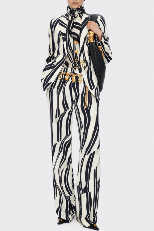 Allisa Print Padlock Blazer - Black