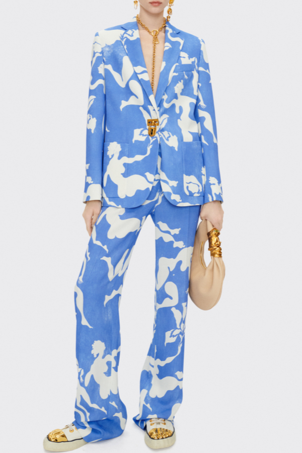 Allisa Print Padlock Blazer - Blue