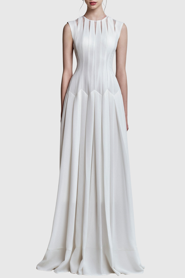 Alora Shirred Textured Cutout Maxi Dress