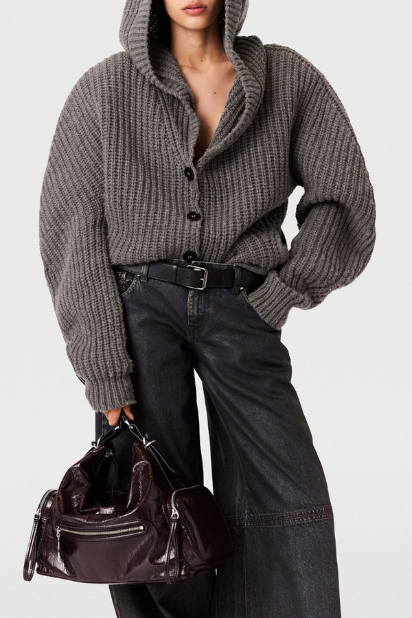 Ambra Ribbed Hooded Cardigan
