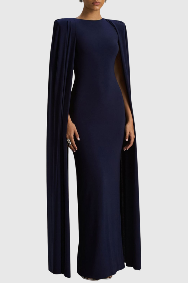 Amory Cape Sleeve Maxi Dress - Navy