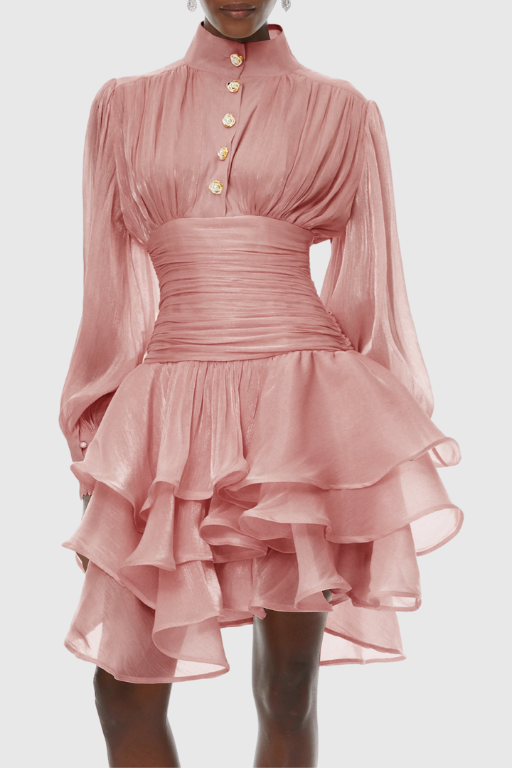 Ansela Ruffle Ruched Mini Dress - Pink – SeenSense