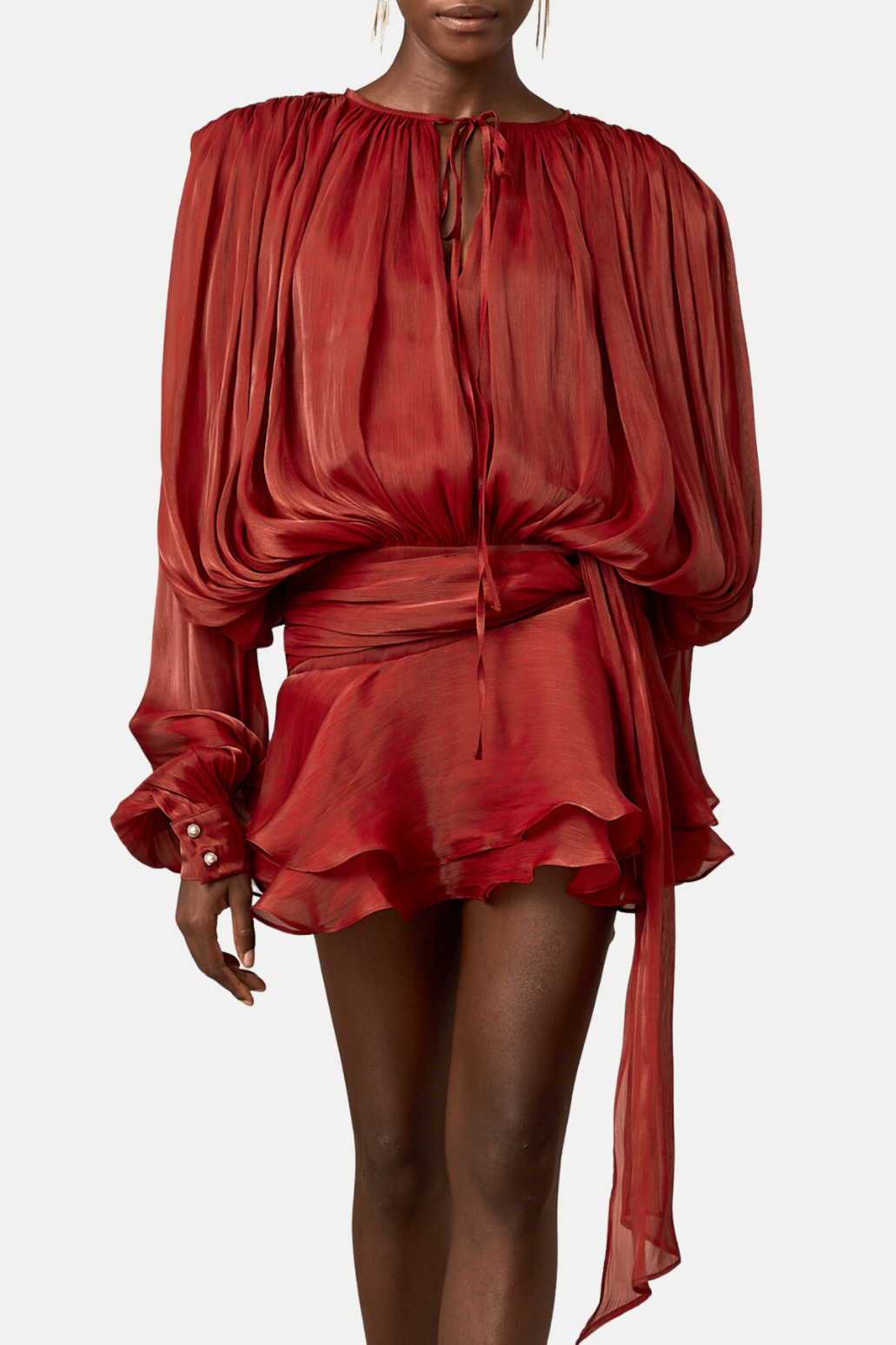 Same Ruffle Hem Red Mini Anzay Pleated Ruffled Hem Mini Dress - Red – SeenSense