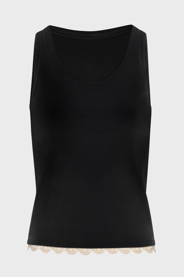 Ardesia Lace-trimmed Tank Top - Black