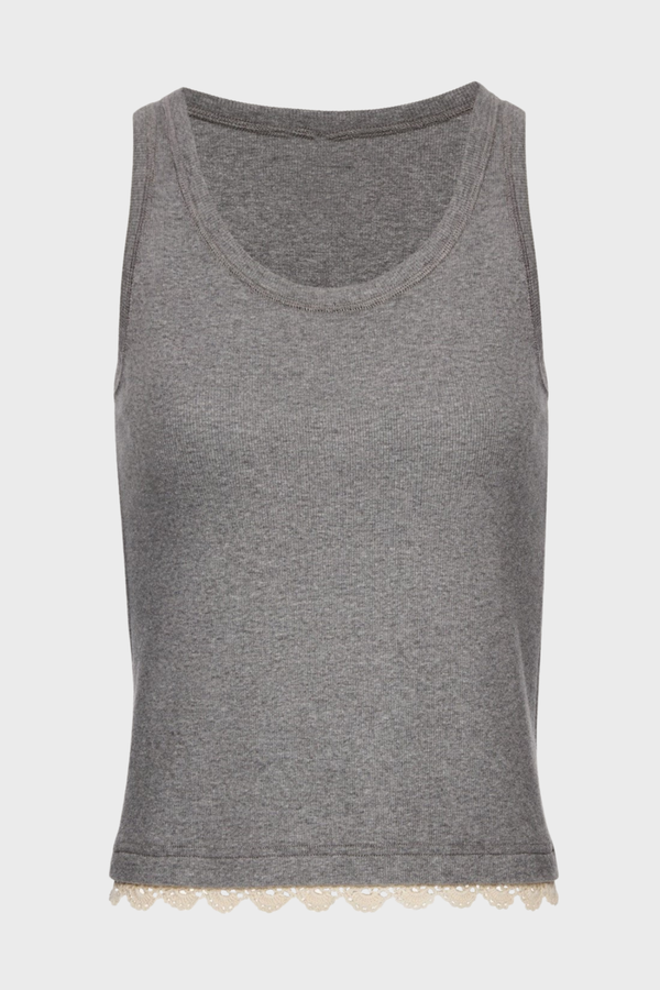 Ardesia Lace-trimmed Tank Top - Grey