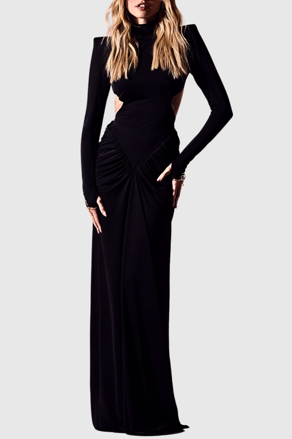 Azizi Ruched Cutout Maxi Dress - Black