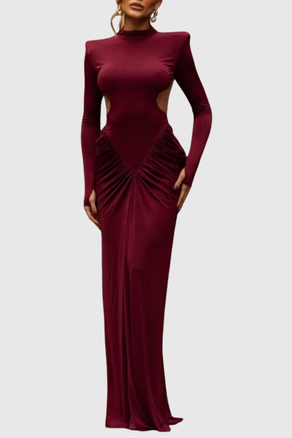 Azizi Ruched Cutout Maxi Dress - Wine