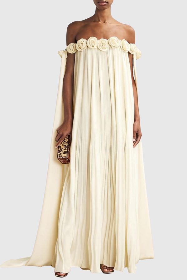 Baldwin Floral Off Shoulder Maxi Dress - Beige