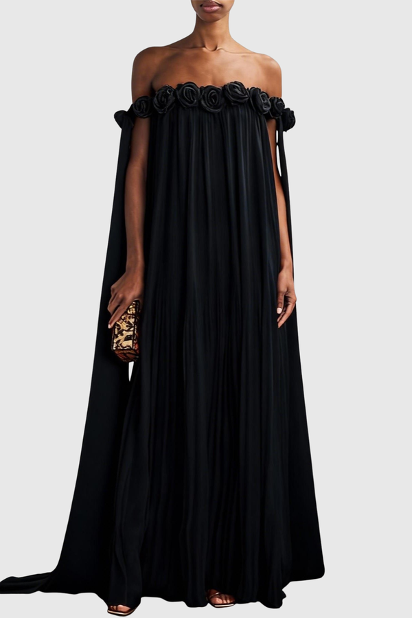 Baldwin Floral Off Shoulder Maxi Dress - Black