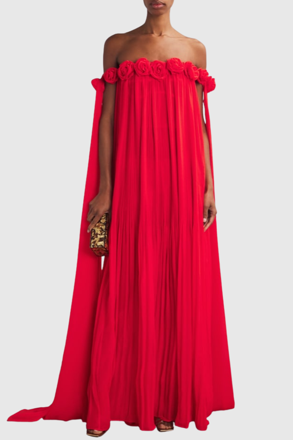 Baldwin Floral Off Shoulder Maxi Dress - Red