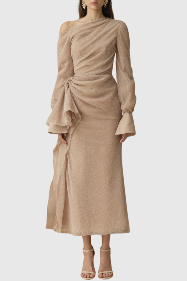 Basila Asymmetrical Ruched Midi Dress