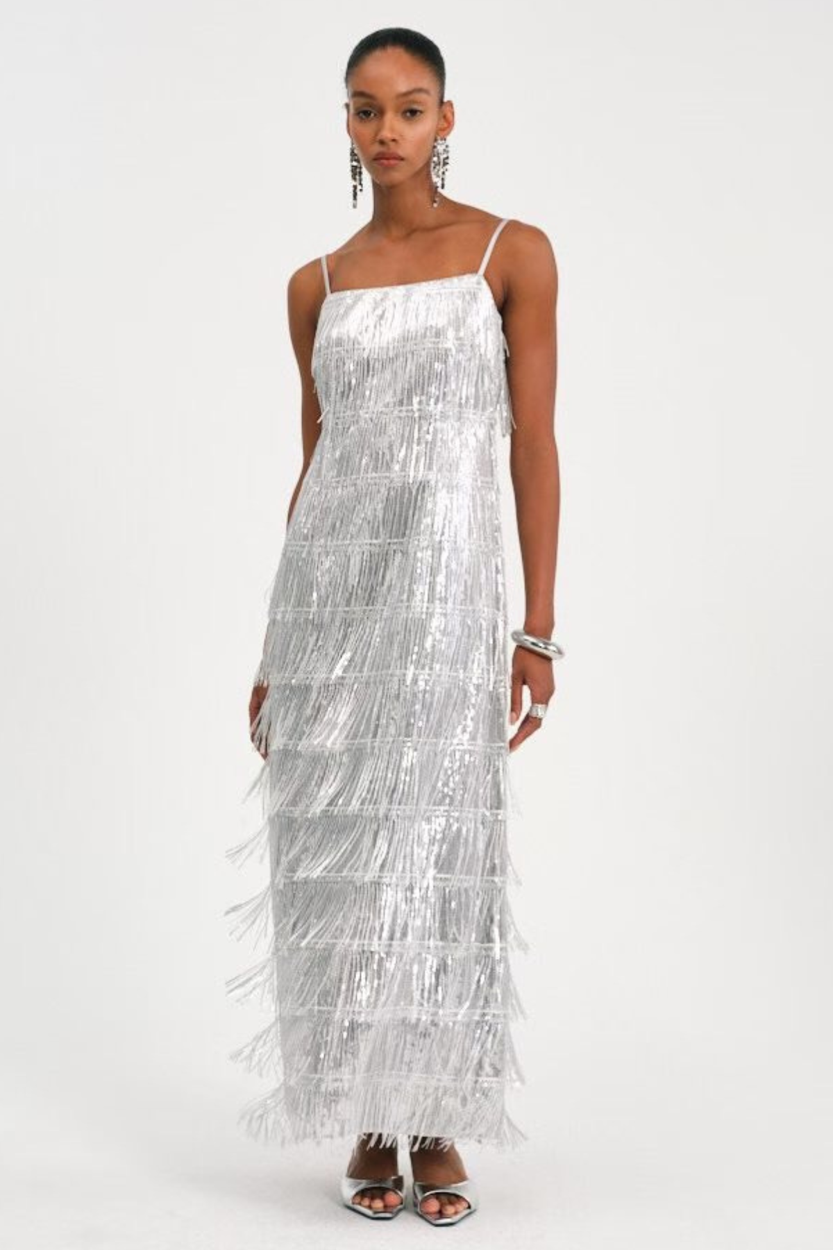 Basma Sequin Fringe Maxi Dress