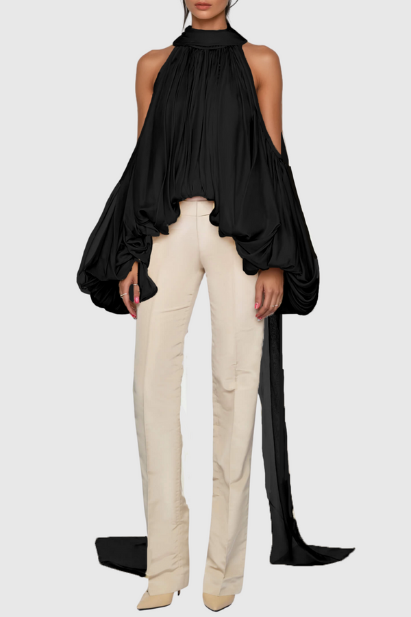 Benico Ruched Cutout Top - Black