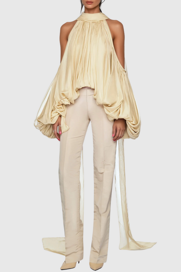 Benico Ruched Cutout Top - Yellow