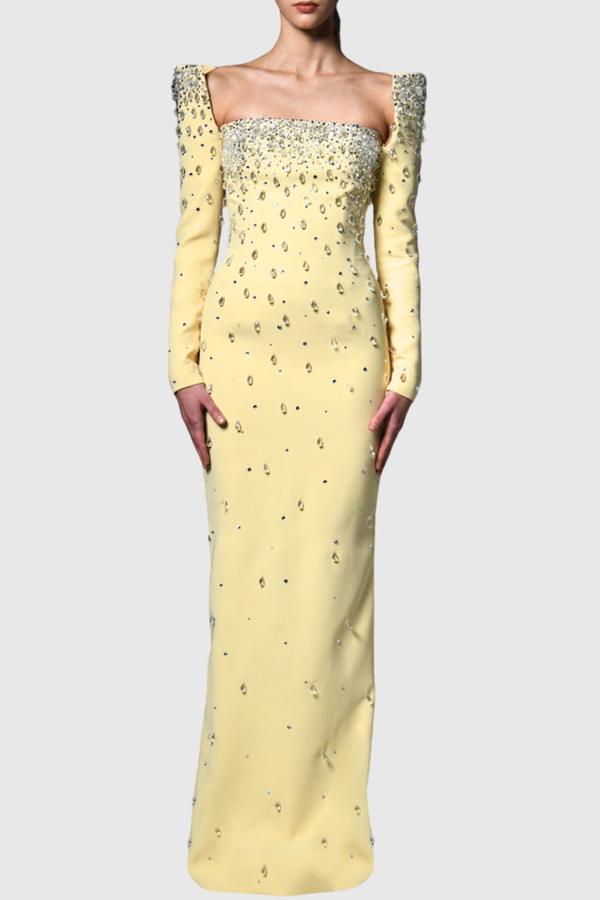 Bentla Crystal Embellished Maxi Dress - Yellow