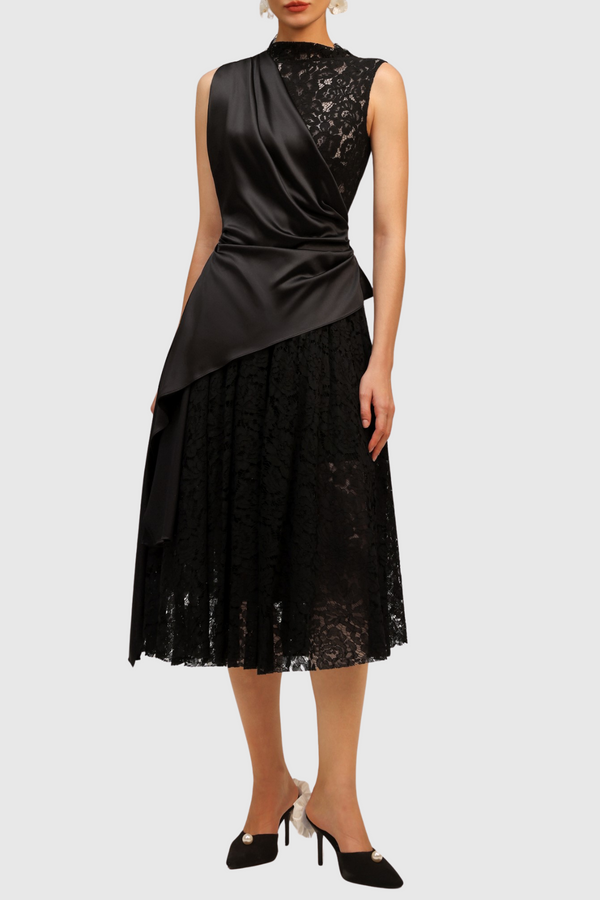 Bertila Lace Asymmetrical Midi Dress