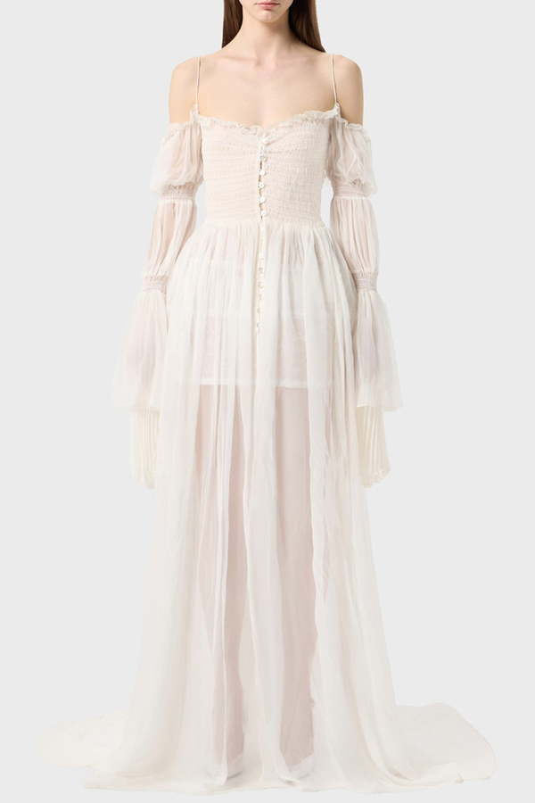 Biedo Off Shoulder Chiffon Maxi Dress