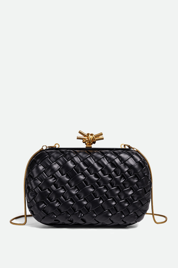 Capella Woven Knot Clutch - Black