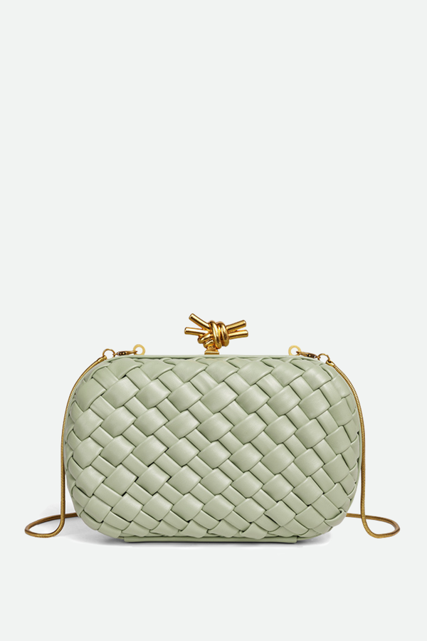 Capella Woven Knot Clutch - Green