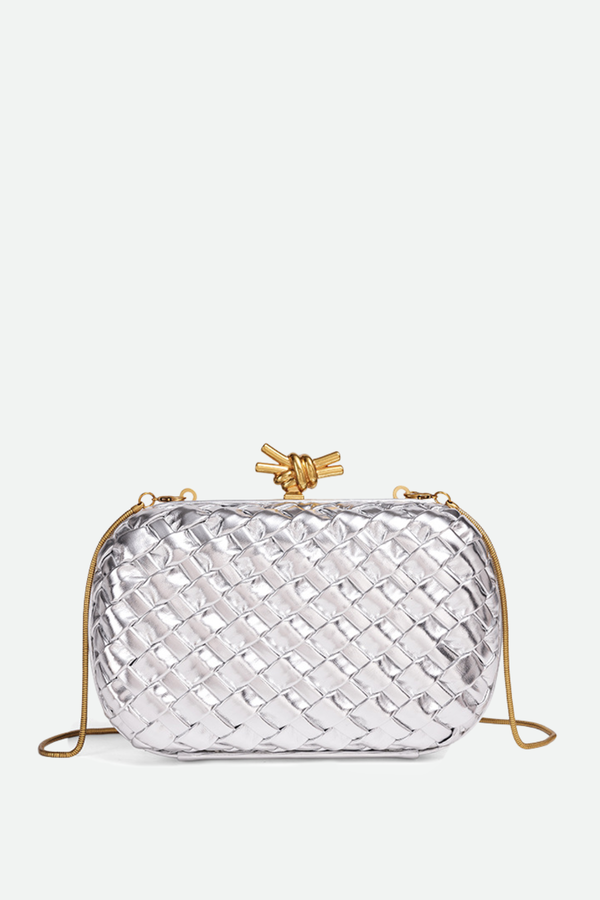 Capella Woven Knot Clutch - Silver