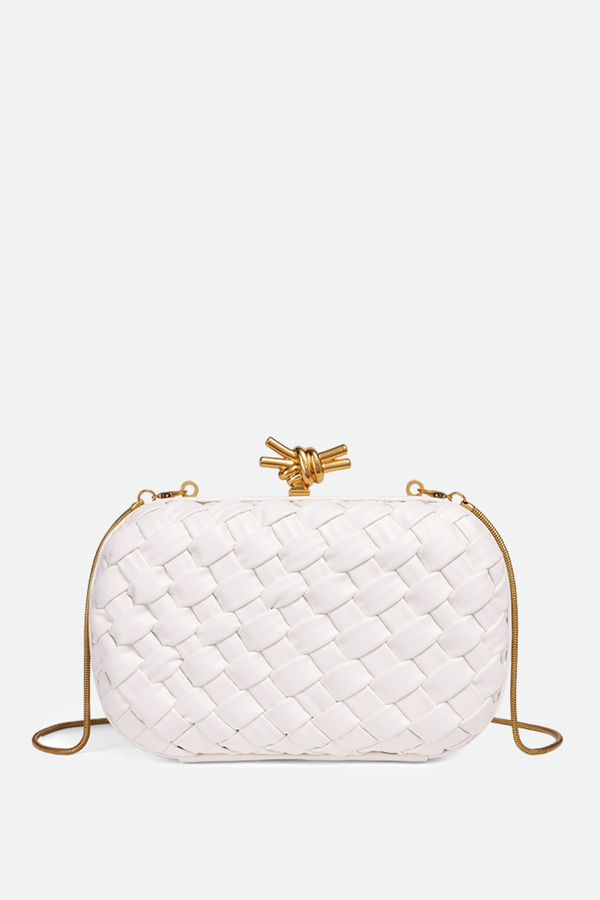 Capella Woven Knot Clutch - White