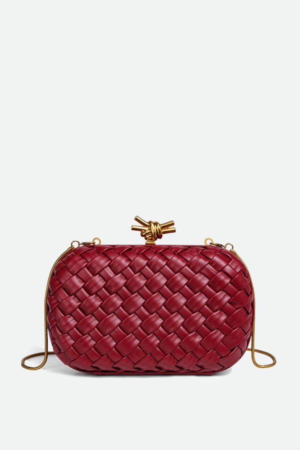 Capella Woven Knot Clutch - Wine