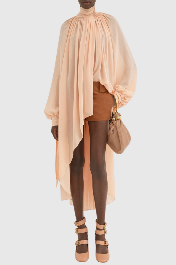 Carii Ruched Blouse - Beige