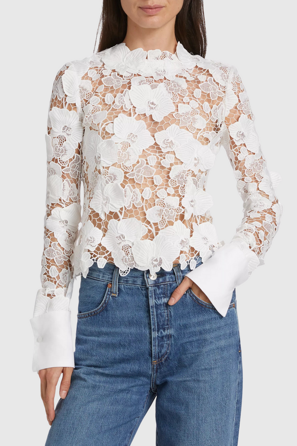 Cavallo Guipure Lace Long Sleeve Blouse