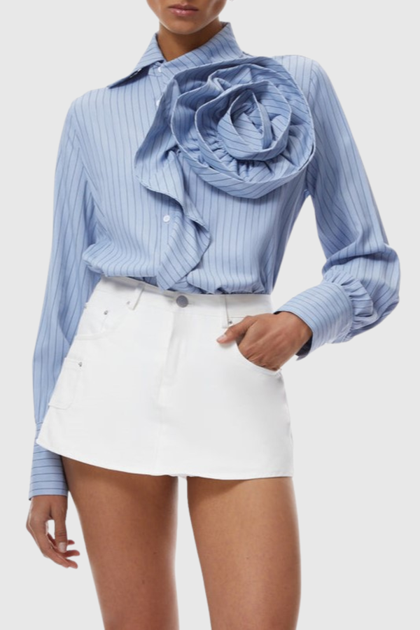 Clyde Floral Appliqué Striped Shirt