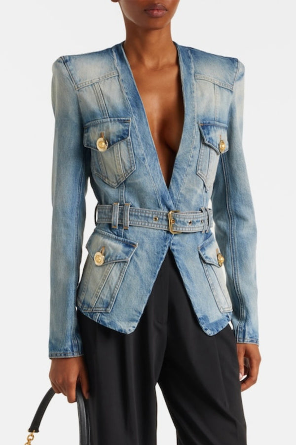 Delena Belted Denim Jacket