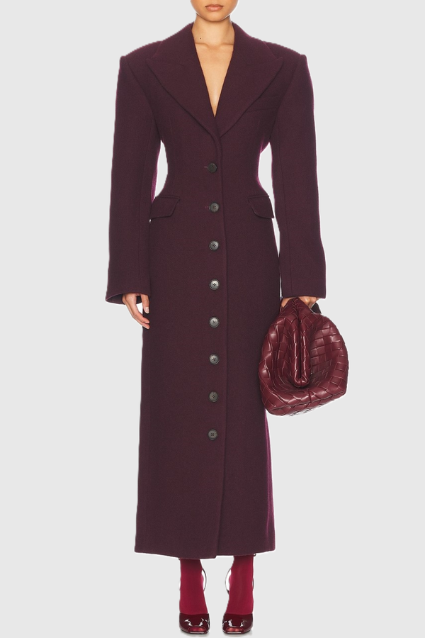 Disena Lapel Coat - Wine