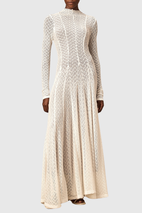 Dodiya Wavy-pattern Lace Maxi Dress - White
