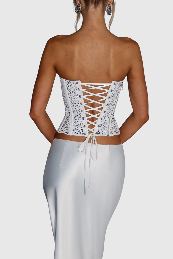 Drando Crystal Embellished Crset - White – SeenSense