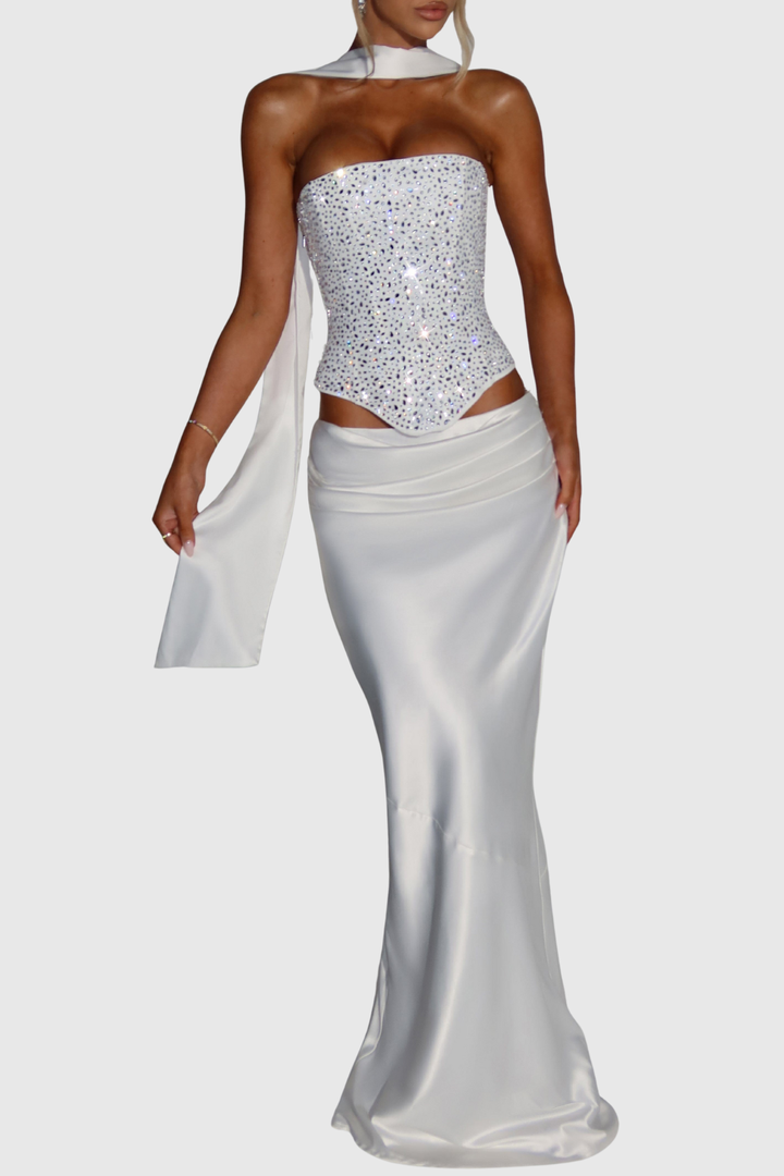 Drando Crystal Embellished Crset - White – SeenSense