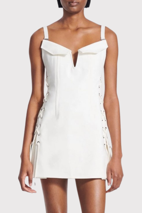 Eiya Lace Up Mini Dress - White