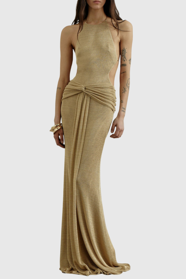 Eliora Halter Draped Maxi Dress