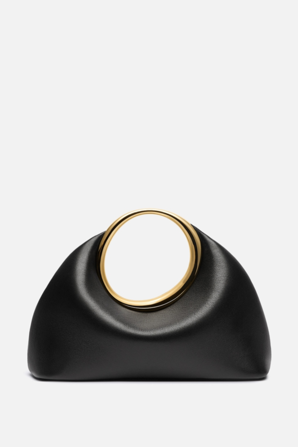 Esme Circle Leather Clutch - Black