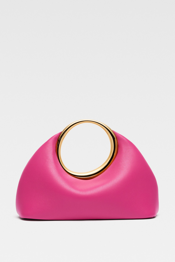 Esme Circle Leather Clutch - Pink