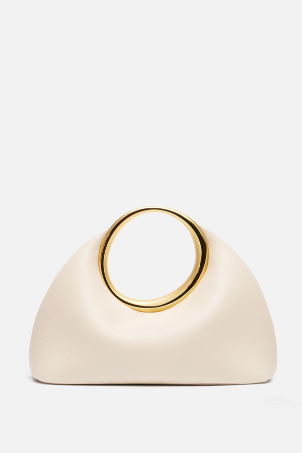 Esme Circle Leather Clutch - White