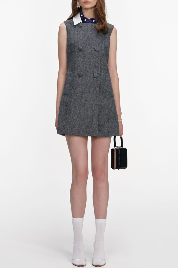 Euryda Herringbone Scarf Sleeveless Mini Dress