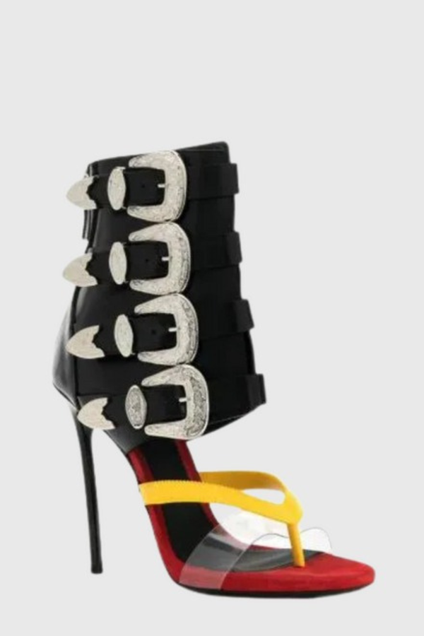 Fivia Buckle Deconstruct Sandals - Yellow