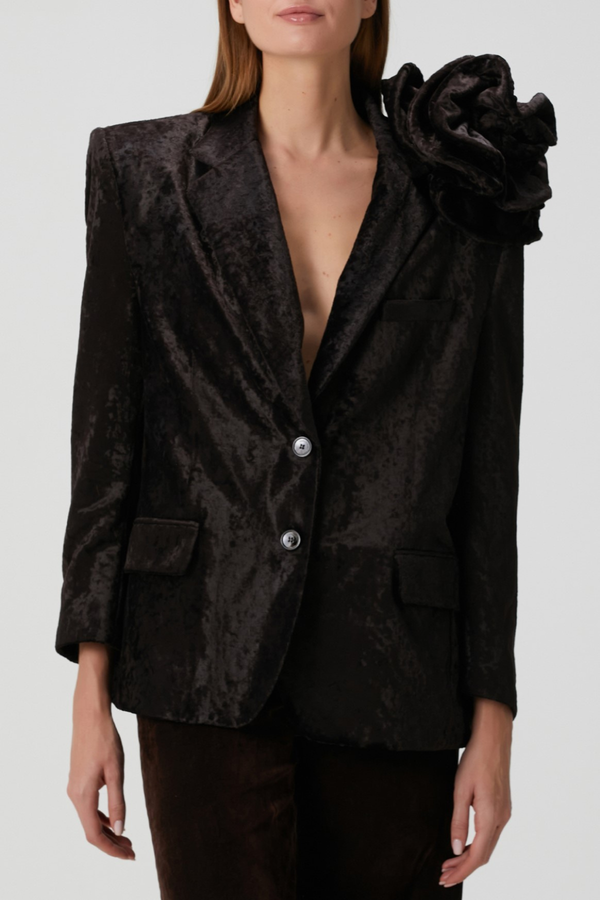 Habib Floral Appliqué Velvet Blazer