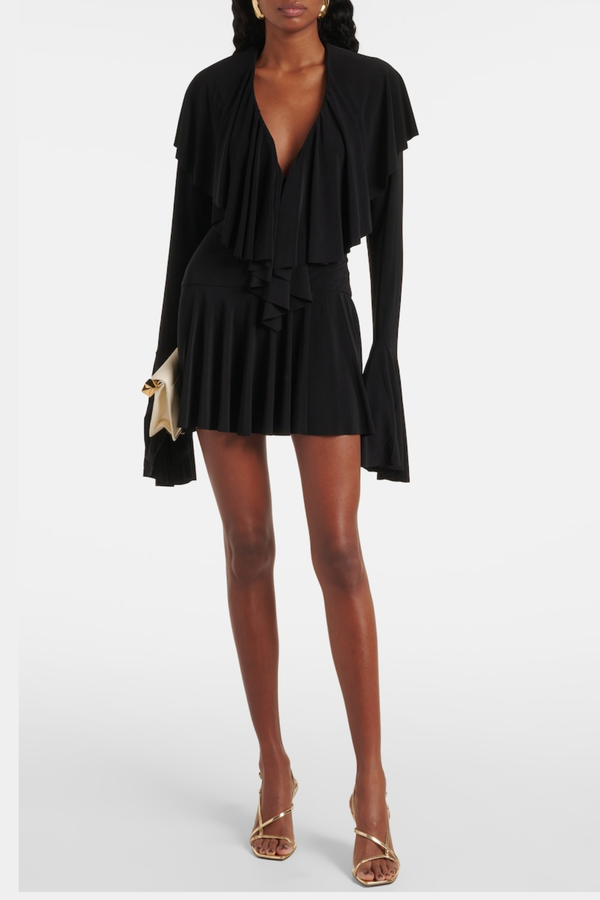 Hathay Ruffle Mini Dress - Black