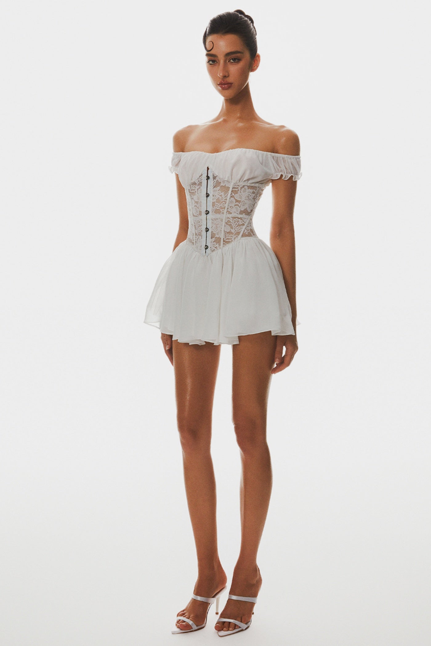 Hathia Off Shoulder Lace Corset Mini Dress – SeenSense