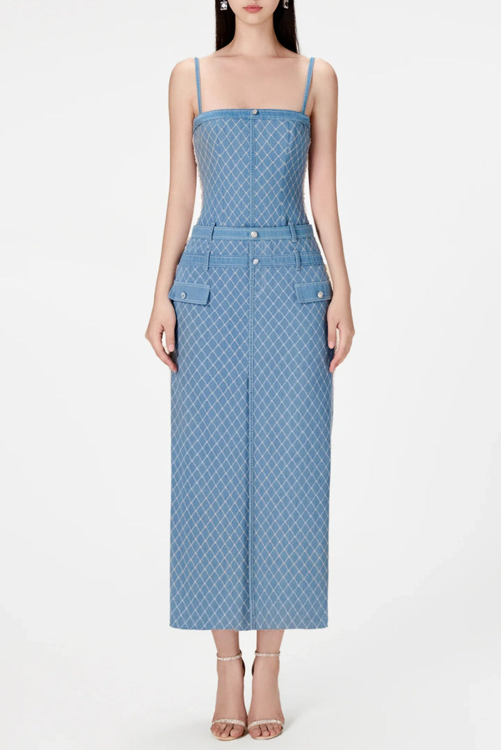 Hullar Denim String Midi Dress – SeenSense
