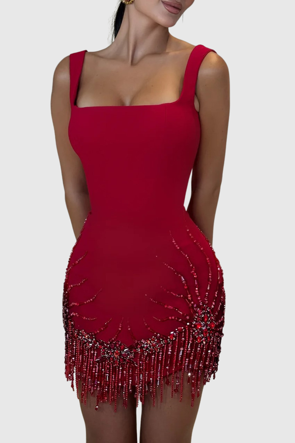Issa Crystal Bead Embellished Mini Dress