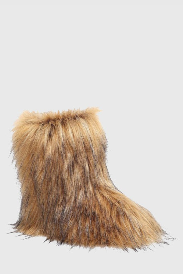 Jiyata Faux Fur Ankle Boots - Brown